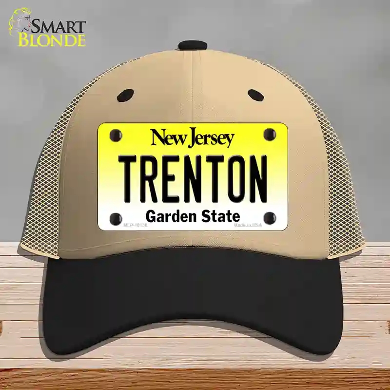 HAT02-MLP-10150 Trenton   Jersey Novelty License Plate Hat, Mesh - Khaki & Black