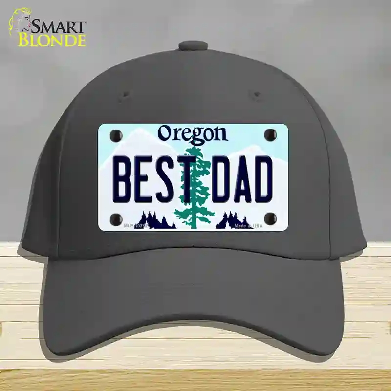 HAT04-MLP-10382 Best Dad Oregon Novelty License Plate Hat, Cotton - Charcoal