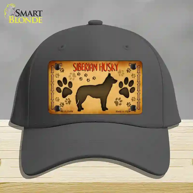 HAT04-MLP-10459 Siberian Husky Novelty License Plate Hat, Cotton - Charcoal