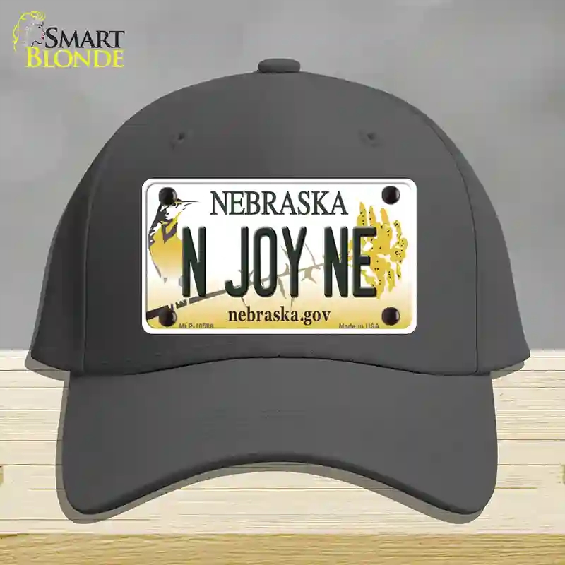 HAT04-MLP-10568 N Joy NE Nebraska Novelty License Plate Hat, Cotton - Charcoal
