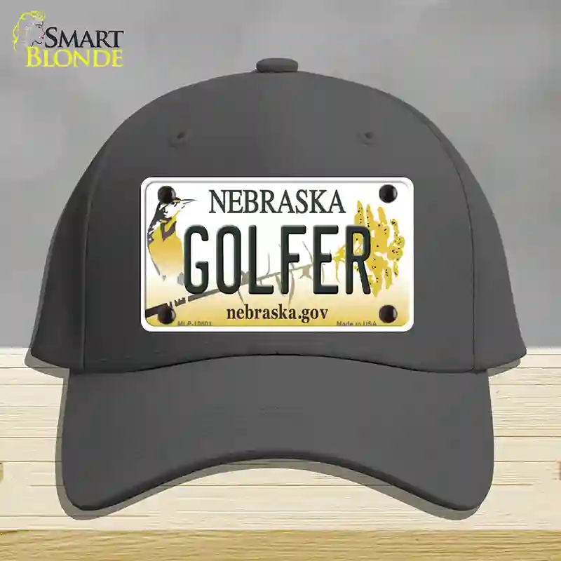 HAT04-MLP-10601 Golfer Nebraska Novelty License Plate Hat, Cotton - Charcoal