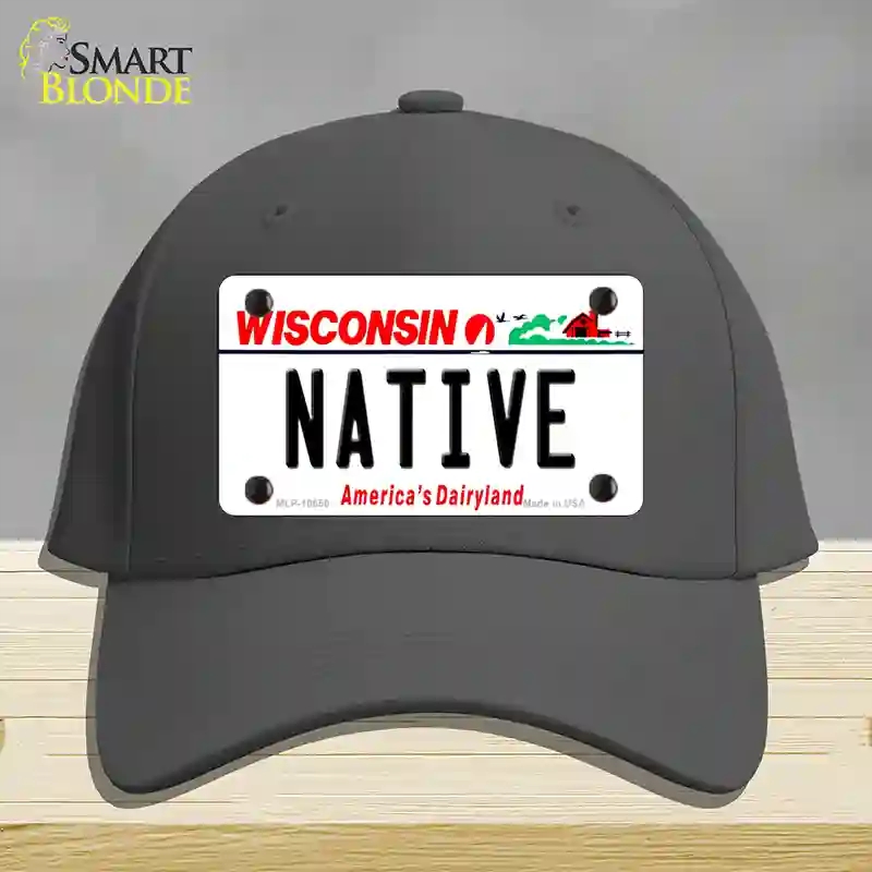 HAT04-MLP-10650 Native Wisconsin Novelty License Plate Hat, Cotton - Charcoal