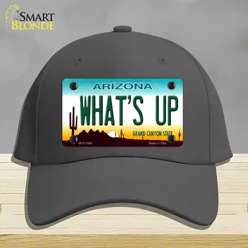 HAT04-MLP-1066 Whats Up Novelty License Plate Hat, Cotton - Charcoal