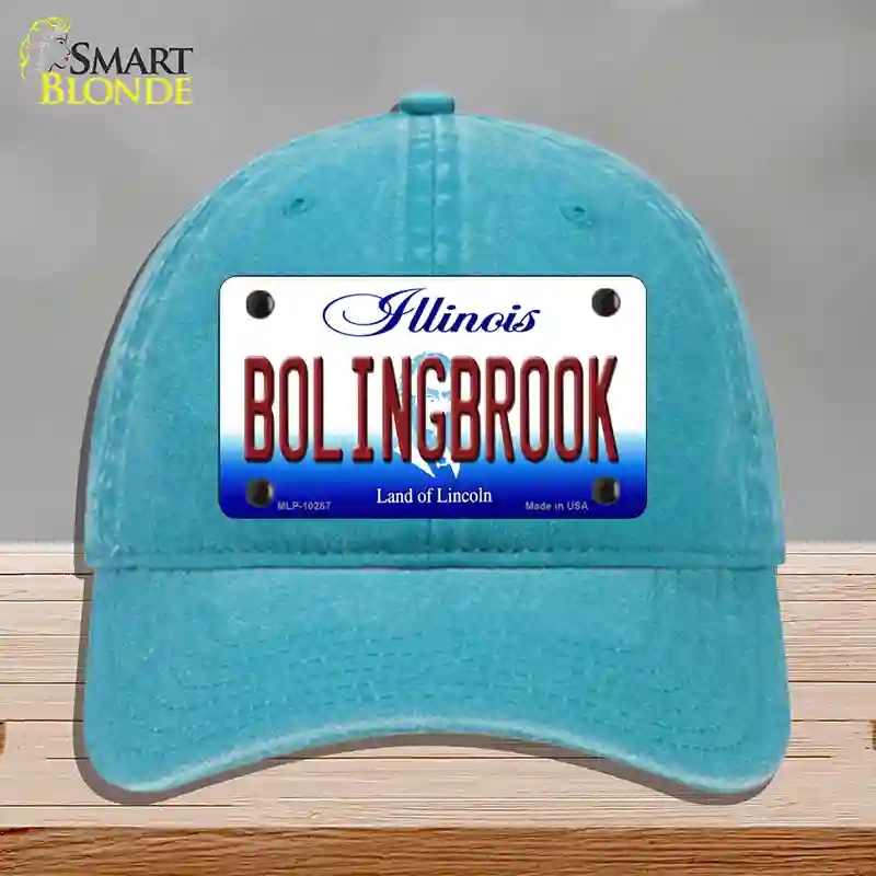 HAT10-MLP-10287 Bolingbrook Illinois Novelty License Plate Hat, Unconstructed Cotton - Lake Blue