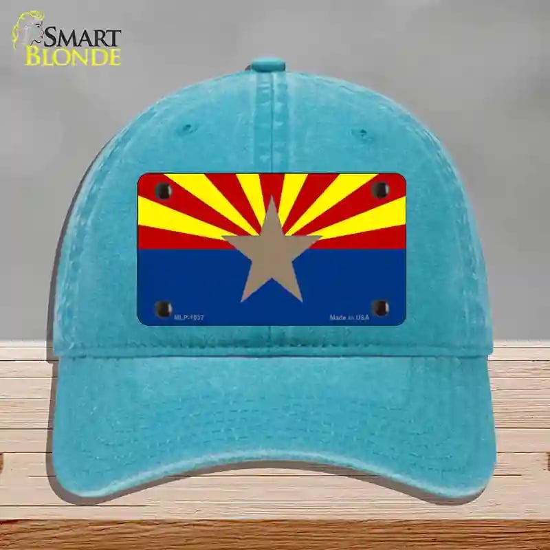 HAT10-MLP-1037 Arizona Big Star State Flag Novelty License Plate Hat, Unconstructed Cotton - Lake Blue