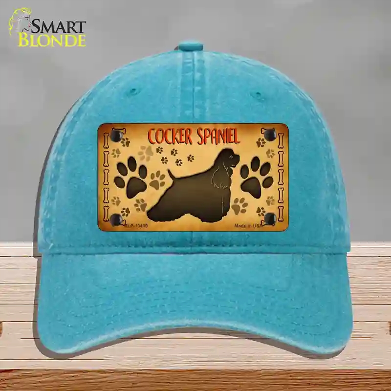 HAT10-MLP-10439 Cocker Spaniel Novelty License Plate Hat, Unconstructed Cotton - Lake Blue