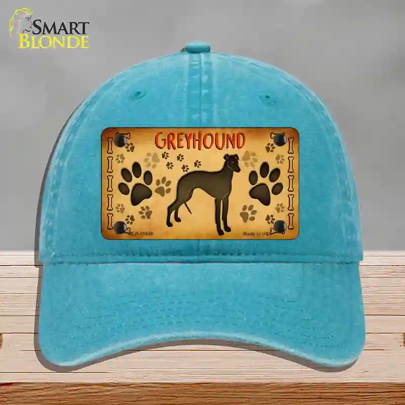 HAT10-MLP-10448 Greyhound Novelty License Plate Hat, Unconstructed Cotton - Lake Blue