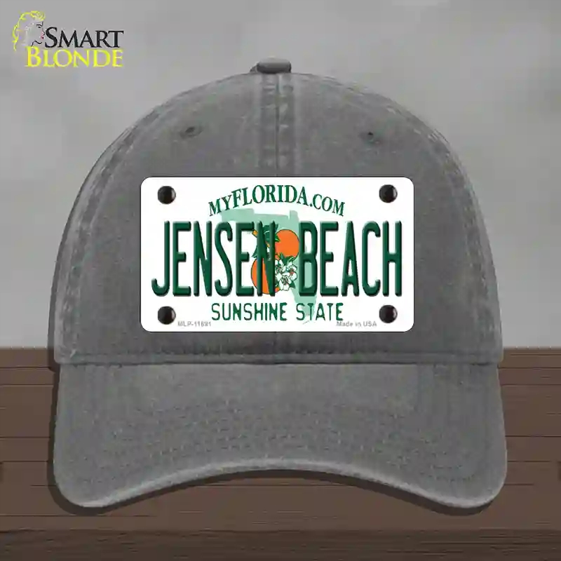 HAT08-MLP-11691 Jensen Beach Florida Novelty License Plate Hat, Unconstructed Cotton - Charcoal