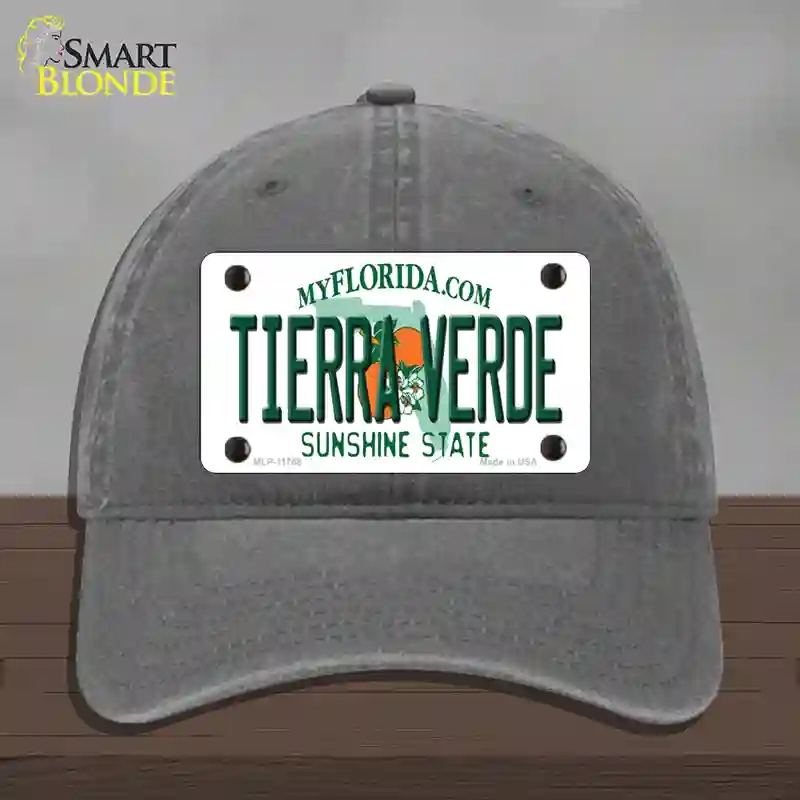 HAT08-MLP-11768 Tierra Verde Florida Novelty License Plate Hat, Unconstructed Cotton - Charcoal