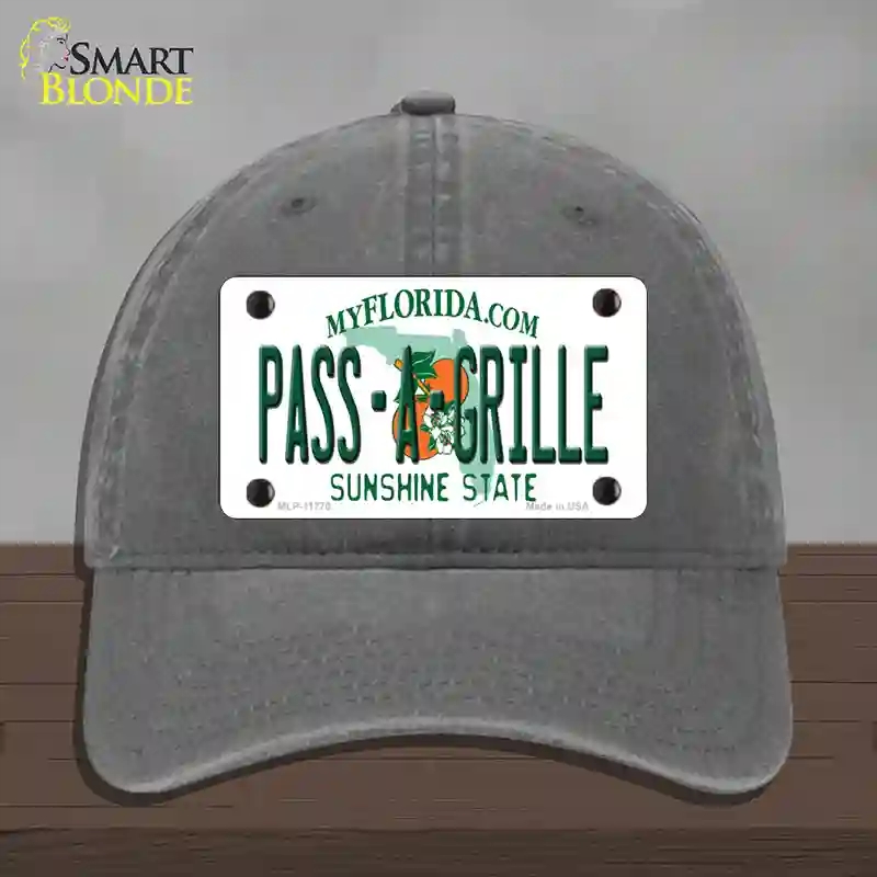 HAT08-MLP-11770 Pass a Grille Florida Novelty License Plate Hat, Unconstructed Cotton - Charcoal