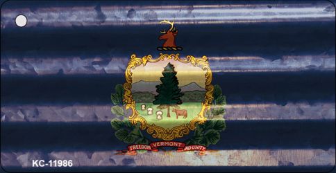 KC-11986 Vermont Corrugated Flag Novelty Key Chain