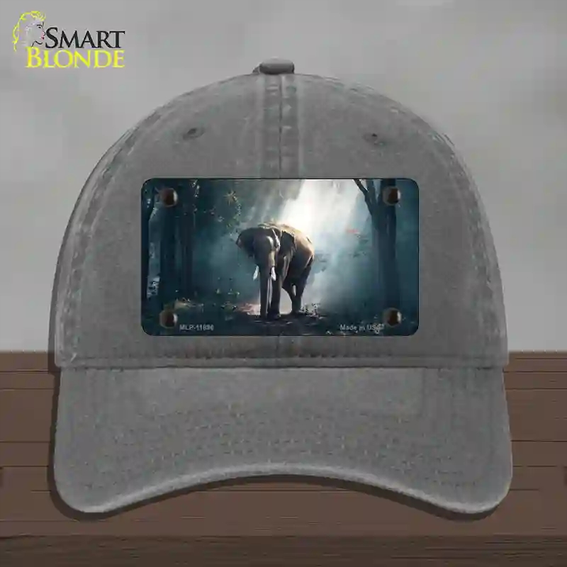 HAT08-MLP-11896 Elephant in the Woods Novelty License Plate Hat, Unconstructed Cotton - Charcoal