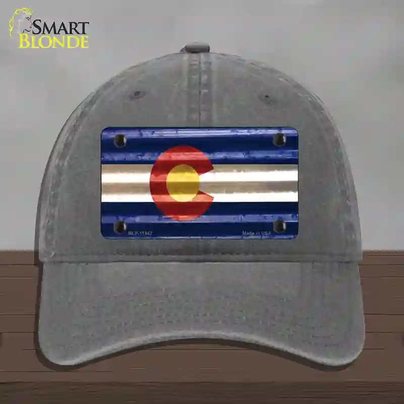 HAT08-MLP-11947 Colorado Corrugated Flag Novelty License Plate Hat, Unconstructed Cotton - Charcoal