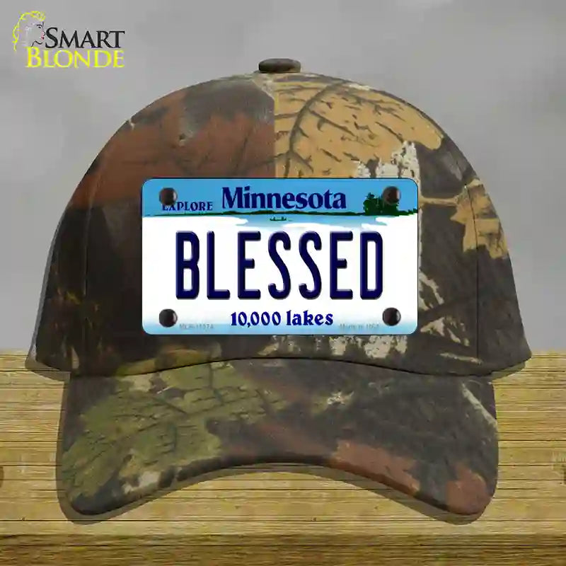 HAT06-MLP-11074 Blessed Minnesota State Novelty License Plate Hat, Cotton - Camoflauge