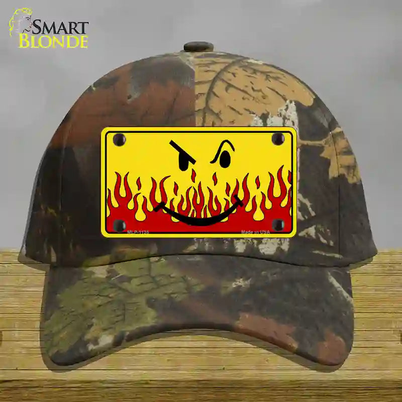 HAT06-MLP-1135 Smiley Flame Novelty License Plate Hat, Cotton - Camouflage