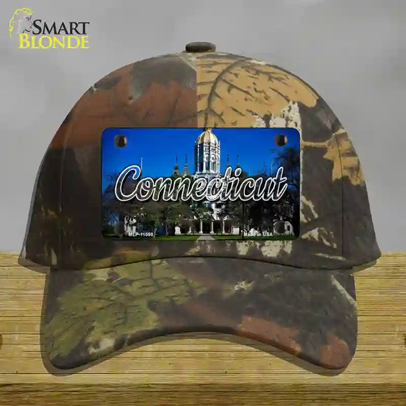 HAT06-MLP-11590 Connecticut Capital Building State Novelty License Plate Hat, Cotton - Camoflauge