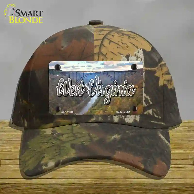 HAT06-MLP-11639 West Virginia River Bridge State Novelty License Plate Hat, Cotton - Camouflage