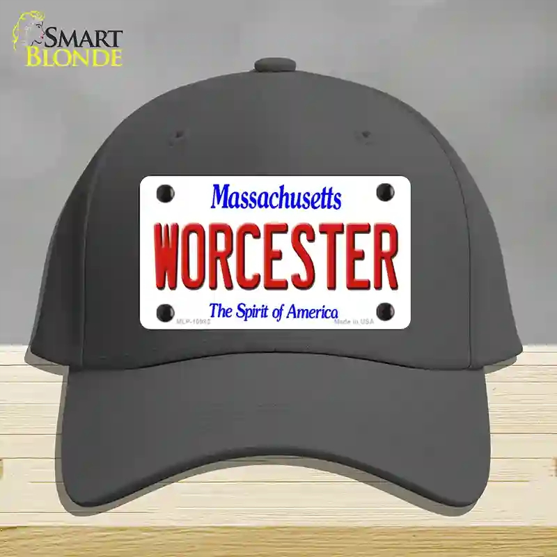 HAT04-MLP-10982 Worcester Massachusetts Novelty License Plate Hat, Cotton - Charcoal