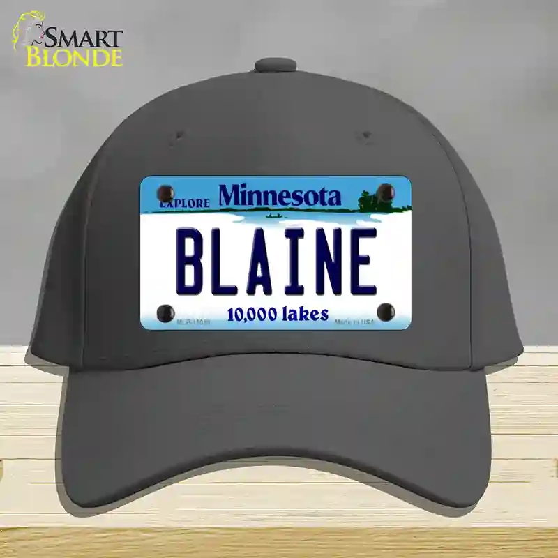 HAT04-MLP-11048 Blaine Minnesota State Novelty License Plate Hat, Cotton - Charcoal