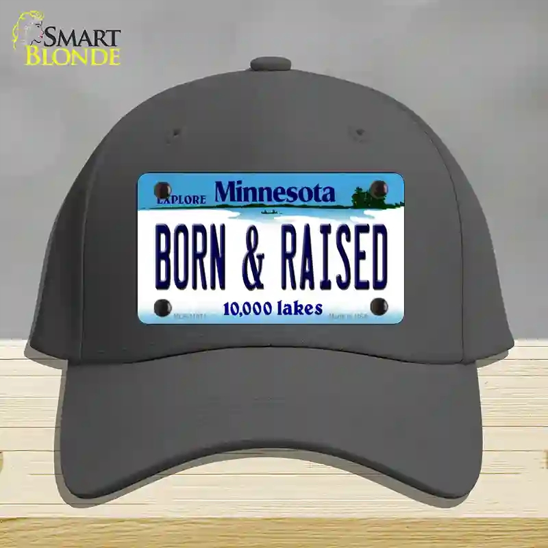 HAT04-MLP-11071 Born & Raised Minnesota State Novelty License Plate Hat, Cotton - Charcoal