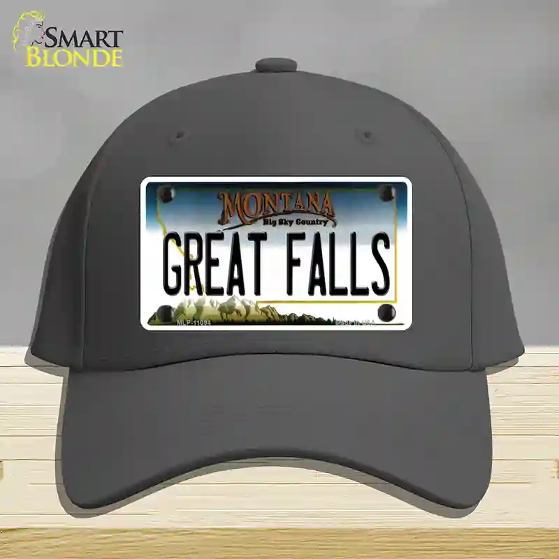 HAT04-MLP-11094 Great Falls Montana State Novelty License Plate Hat, Cotton - Charcoal
