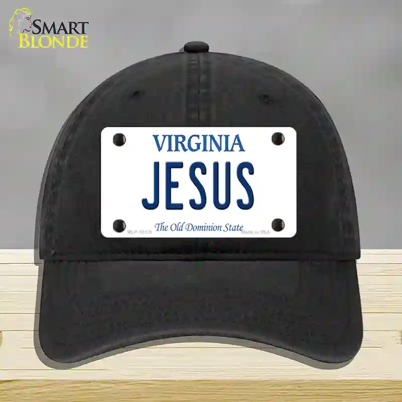 HAT07-MLP-10128 Jesus Virginia Novelty License Plate Hat, Unconstructed Cotton - Black