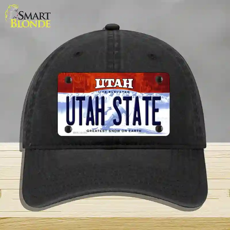 HAT07-MLP-10198 Utah State Novelty License Plate Hat, Unconstructed Cotton - Black