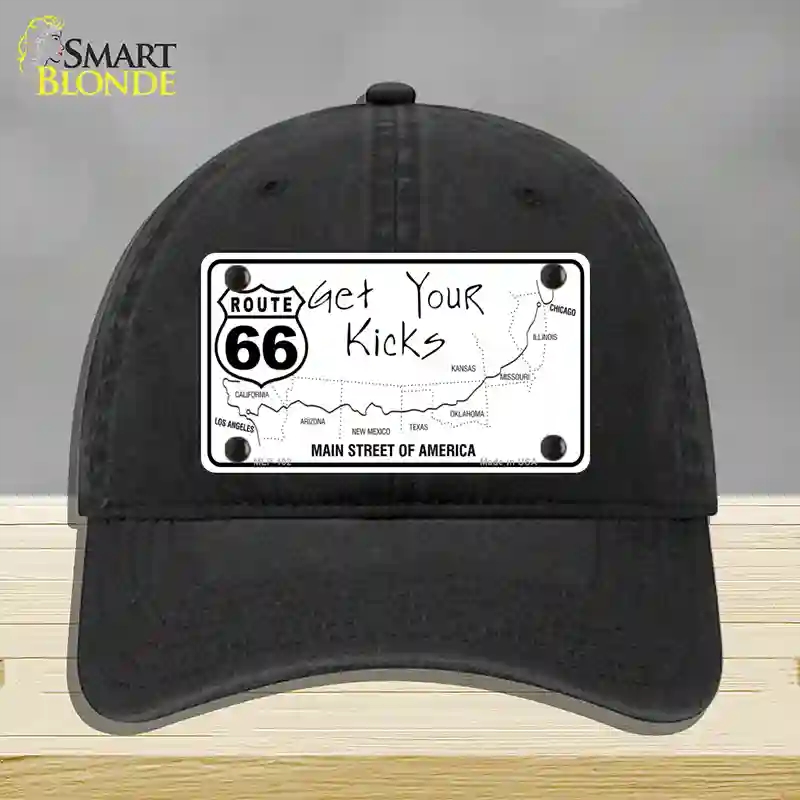 HAT07-MLP-102 US Route 66 Map Novelty License Plate Hat, Unconstructed Cotton - Black