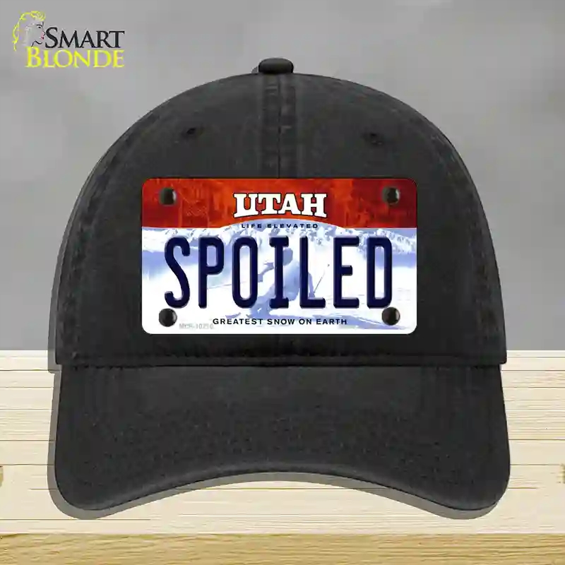 HAT07-MLP-10210 Spoiled Utah Novelty License Plate Hat, Unconstructed Cotton - Black