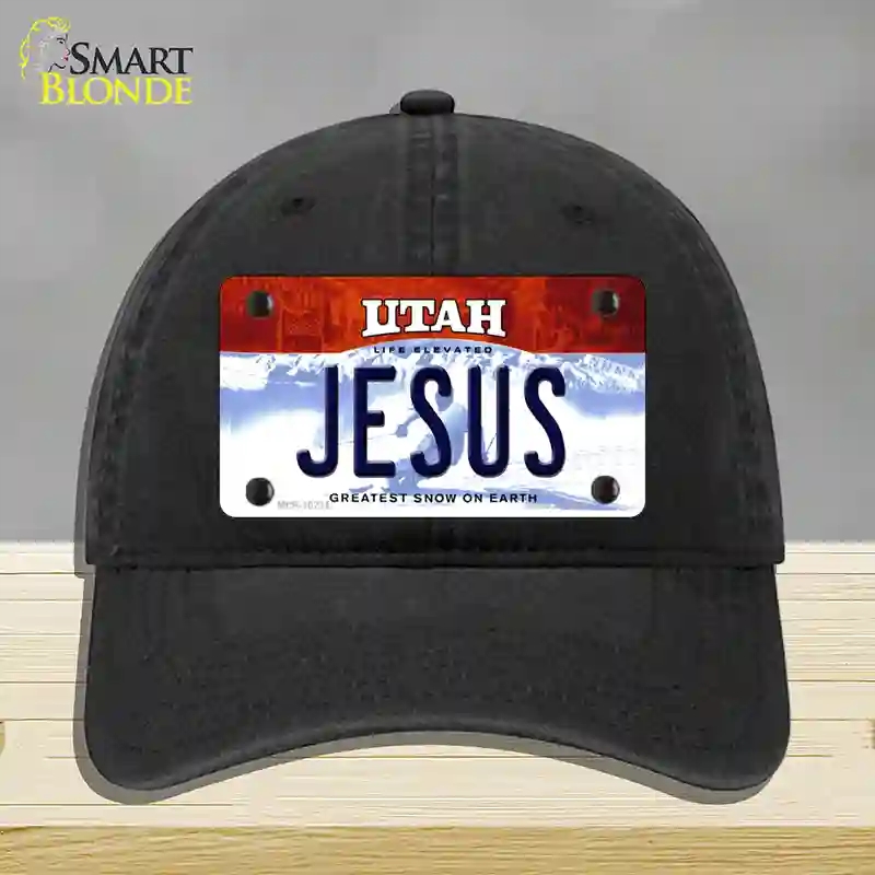 HAT07-MLP-10211 Jesus Utah Novelty License Plate Hat, Unconstructed Cotton - Black
