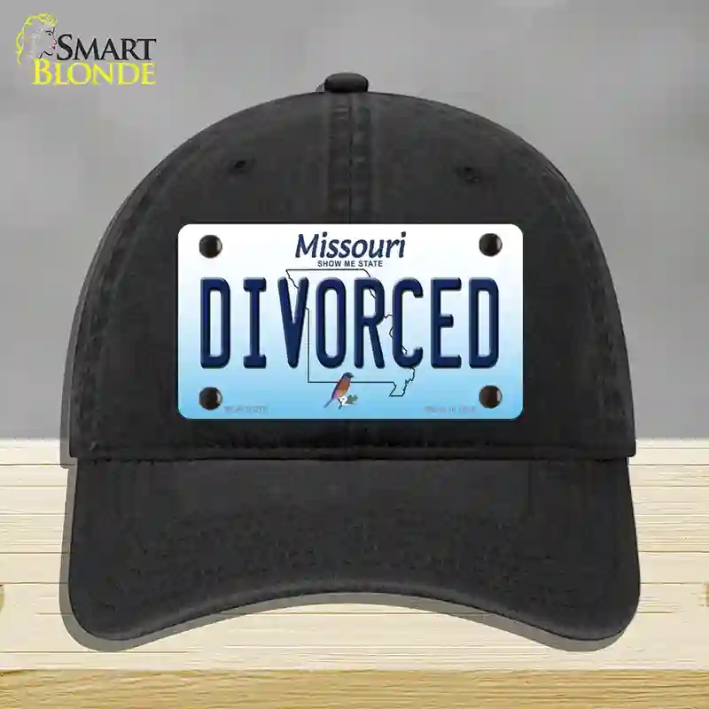 HAT07-MLP-10278 Divorced Missouri Novelty License Plate Hat, Unconstructed Cotton - Black