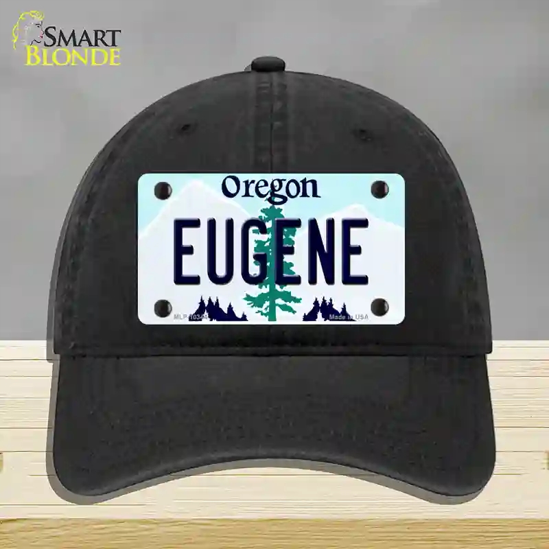 HAT07-MLP-10344 Eugene Oregon Novelty License Plate Hat, Unconstructed Cotton - Black