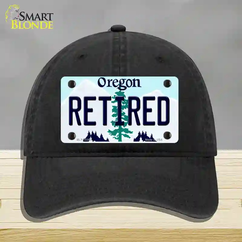 HAT07-MLP-10362 Retired Oregon Novelty License Plate Hat, Unconstructed Cotton - Black