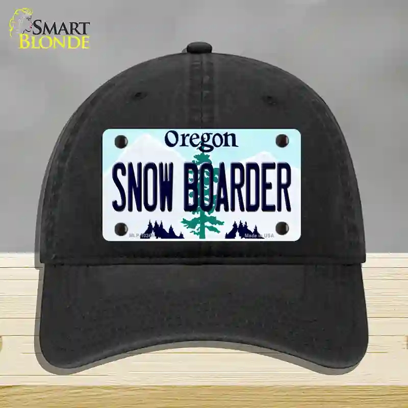 HAT07-MLP-10365 Snow Boarder Oregon Novelty License Plate Hat, Unconstructed Cotton - Black