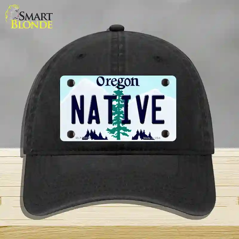 HAT07-MLP-10375 Native Oregon Novelty License Plate Hat, Unconstructed Cotton - Black