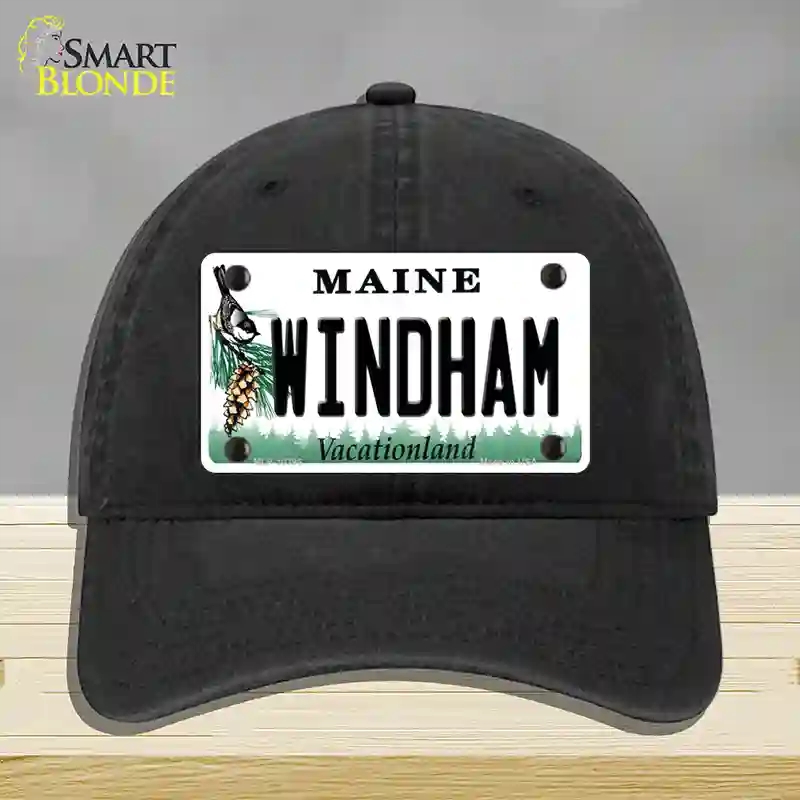 HAT07-MLP-10396 Windham Maine Novelty License Plate Hat, Unconstructed Cotton - Black