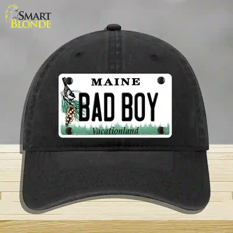 HAT07-MLP-10421 Bad Boy Maine Novelty License Plate Hat, Unconstructed Cotton - Black