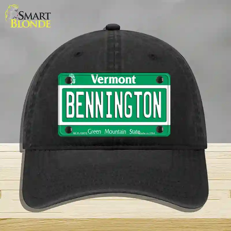 HAT07-MLP-10670 Bennington Vermont Novelty License Plate Hat, Unconstructed Cotton - Black
