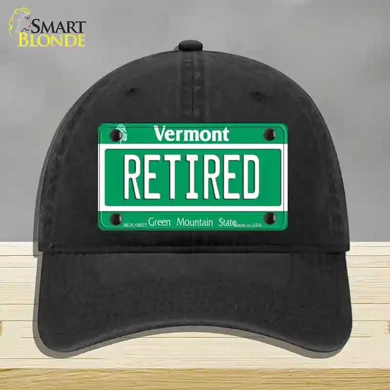 HAT07-MLP-10677 Retired Vermont Novelty License Plate Hat, Unconstructed Cotton - Black