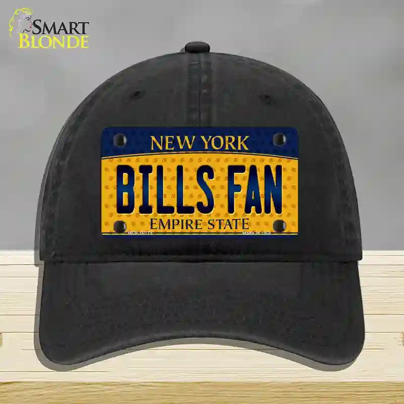 HAT07-MLP-10771 Bills Fan   York Novelty License Plate Hat, Unconstructed Cotton - Black
