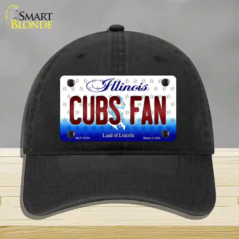 HAT07-MLP-10791 Cubs Fan Illinois Novelty License Plate Hat, Unconstructed Cotton - Black
