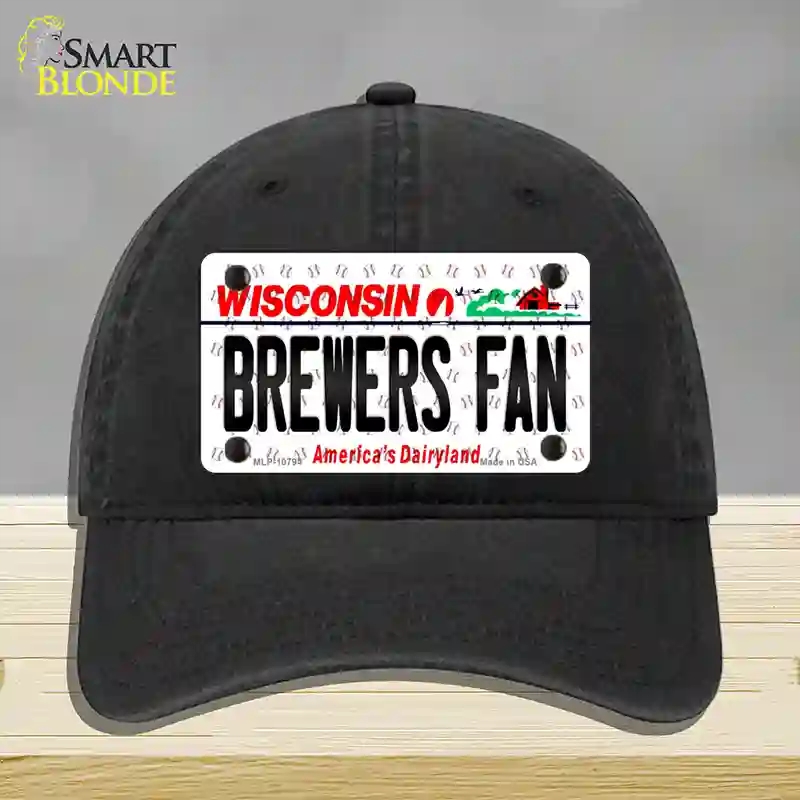 HAT07-MLP-10794 Brewers Fan Wisconsin Novelty License Plate Hat, Unconstructed Cotton - Black