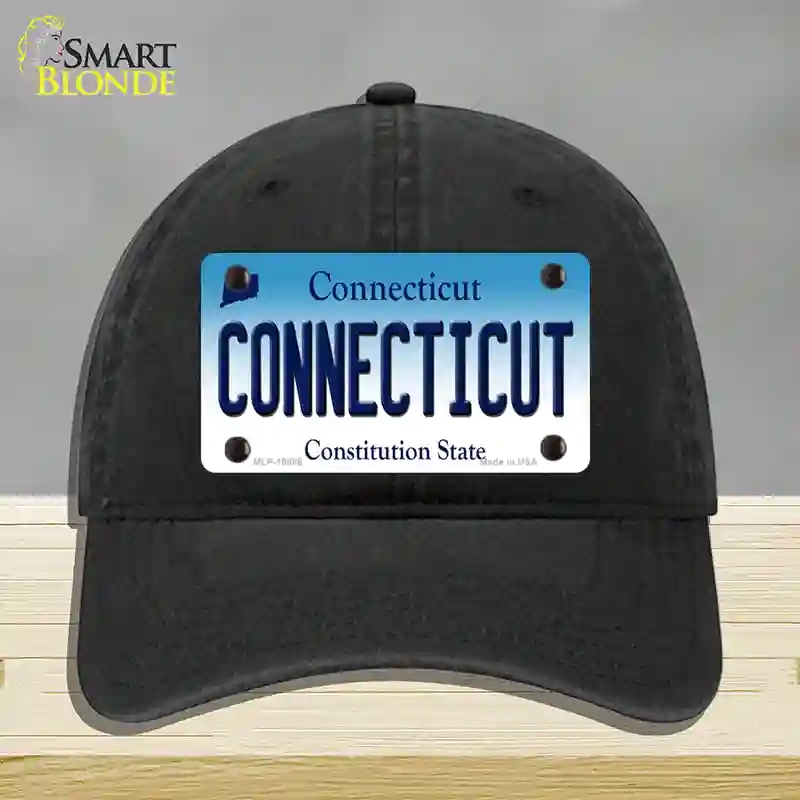 HAT07-MLP-10888 Connecticut State Novelty License Plate Hat, Unconstructed Cotton - Black