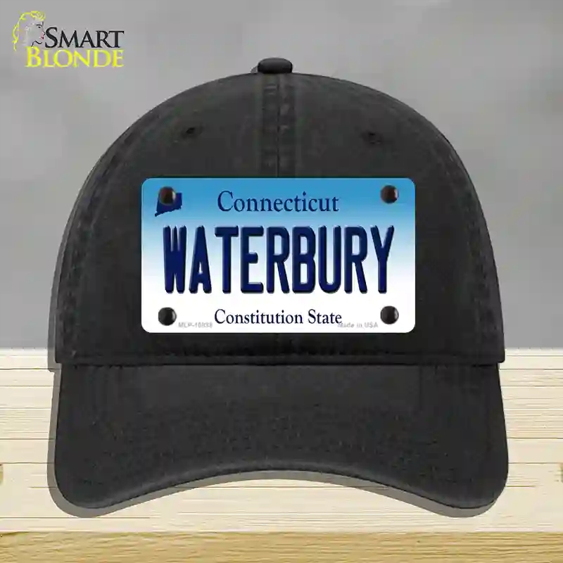 HAT07-MLP-10898 Waterbury Connecticut Novelty License Plate Hat, Unconstructed Cotton - Black