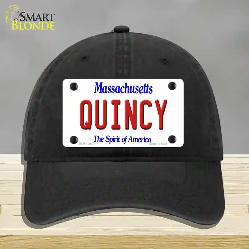 HAT07-MLP-10987 Quincy Massachusetts Novelty License Plate Hat, Unconstructed Cotton - Black
