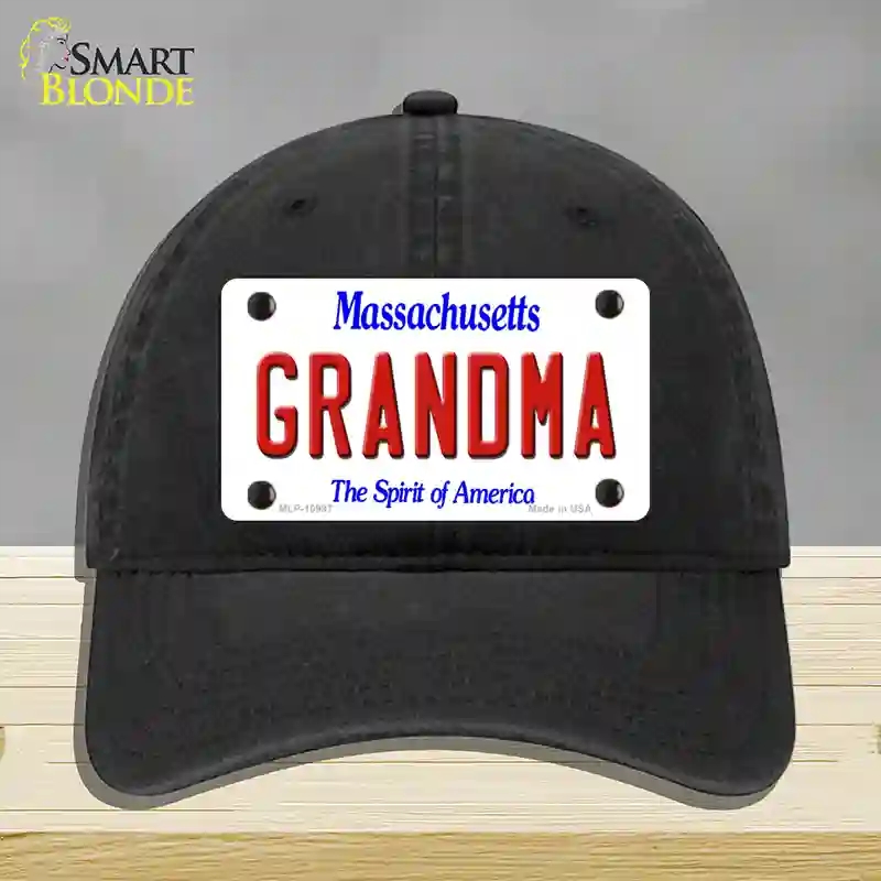 HAT07-MLP-10997 Grandma Massachusetts Novelty License Plate Hat, Unconstructed Cotton - Black