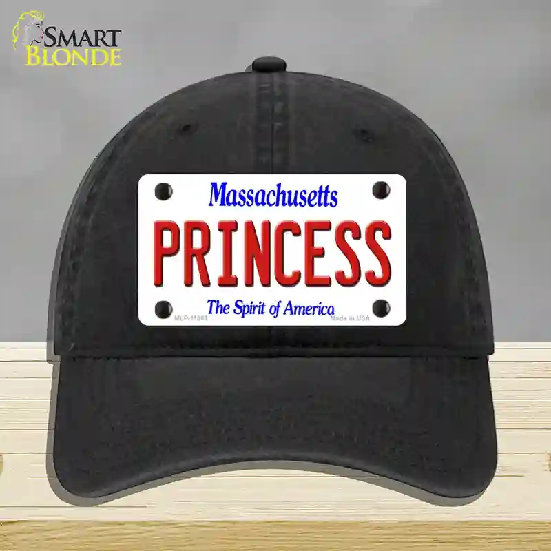 HAT07-MLP-11009 Princess Massachusetts Novelty License Plate Hat, Unconstructed Cotton - Black