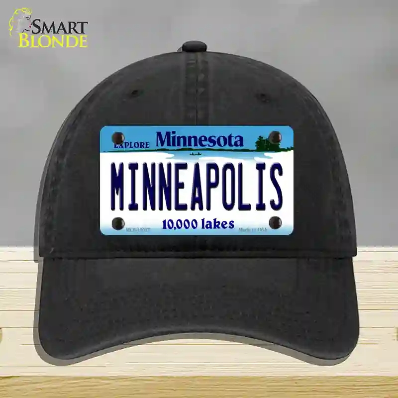 HAT07-MLP-11037 Minneapolis Minnesota State Novelty License Plate Hat, Unconstructed Cotton - Black