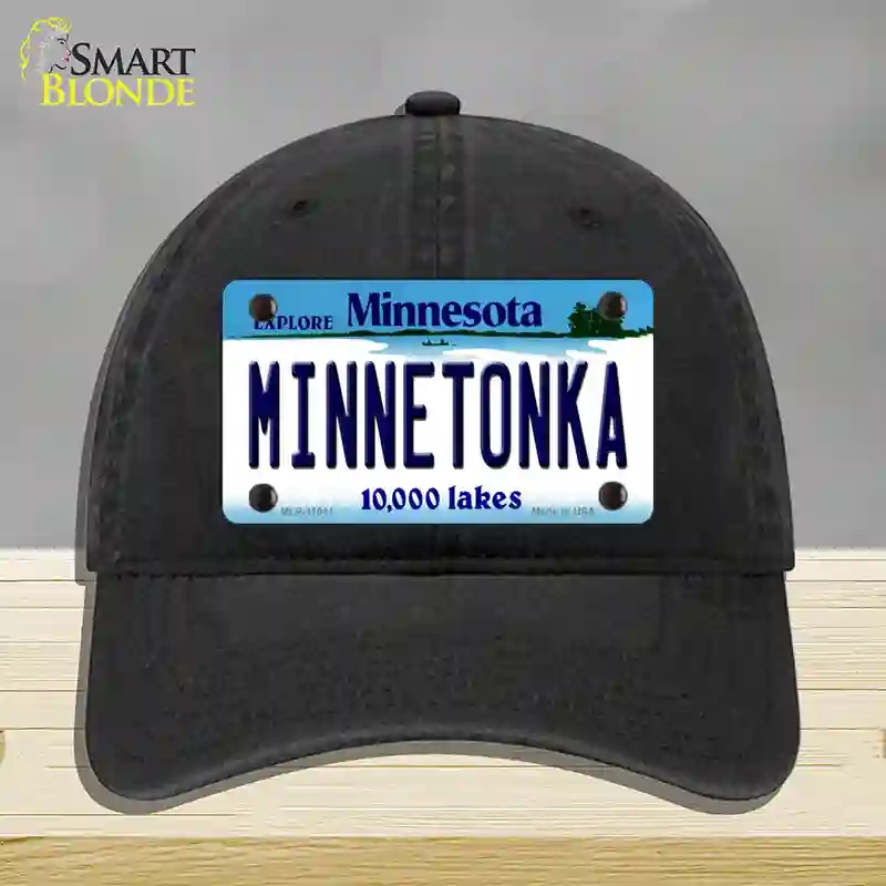 HAT07-MLP-11041 Minnetonka Minnesota State Novelty License Plate Hat, Unconstructed Cotton - Black