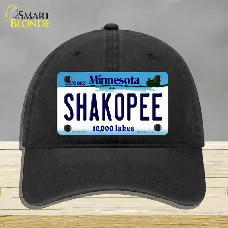 HAT07-MLP-11046 Shakopee Minnesota State Novelty License Plate Hat, Unconstructed Cotton - Black